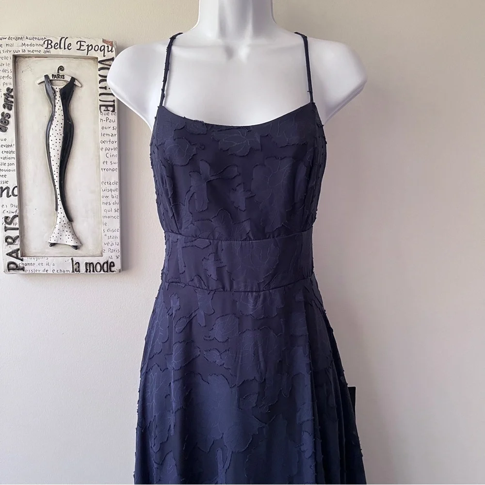 NWT Lulus Let There Be Romance Blue Burnout Floral Maxi Wedding Guest Dress L - Picture 6 of 16